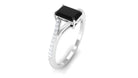 Solitaire Black Onyx Split Shank Engagement Ring with Diamond Black Onyx - ( AAA ) - Quality - Rosec Jewels
