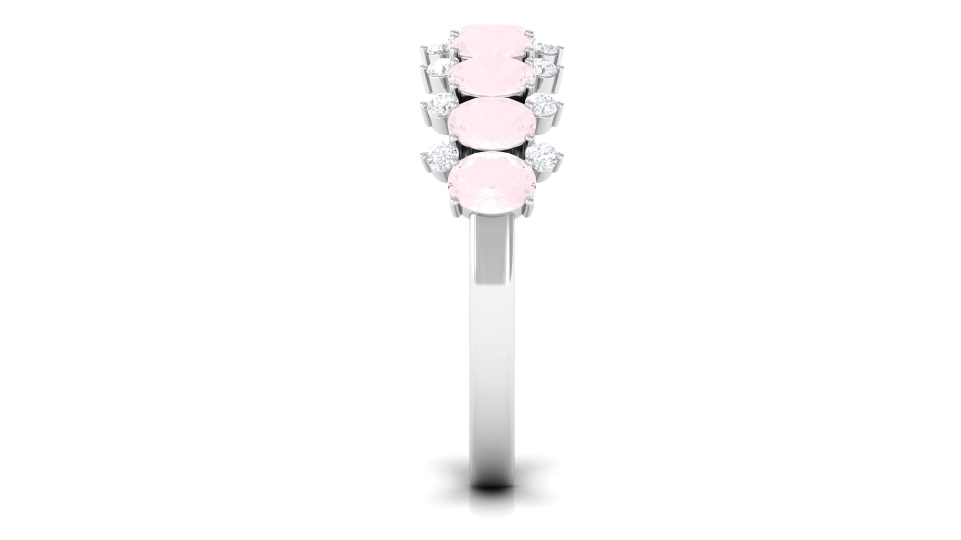 1.50 CT Rose Quartz Half Eternity Ring with Diamond Stones Rose Quartz - ( AAA ) - Quality - Rosec Jewels