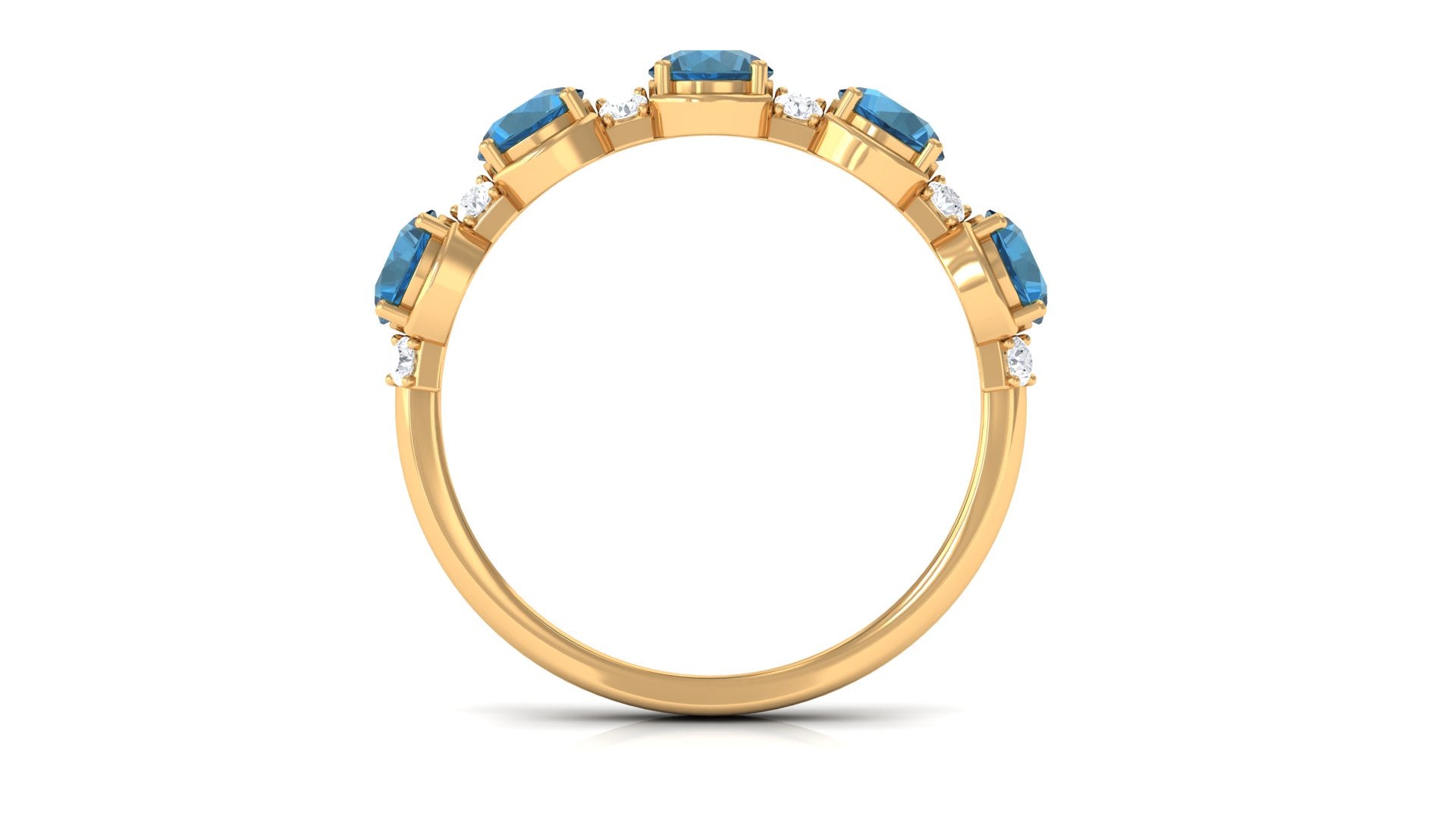 2 CT London Blue Topaz and Diamond Half Eternity Ring London Blue Topaz - ( AAA ) - Quality - Rosec Jewels