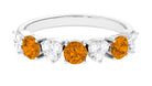 Alternate Citrine and Pave Diamond Heart Half Eternity Ring Citrine - ( AAA ) - Quality - Rosec Jewels