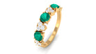 Alternate Emerald and Pave Diamond Heart Half Eternity Ring Emerald - ( AAA ) - Quality - Rosec Jewels