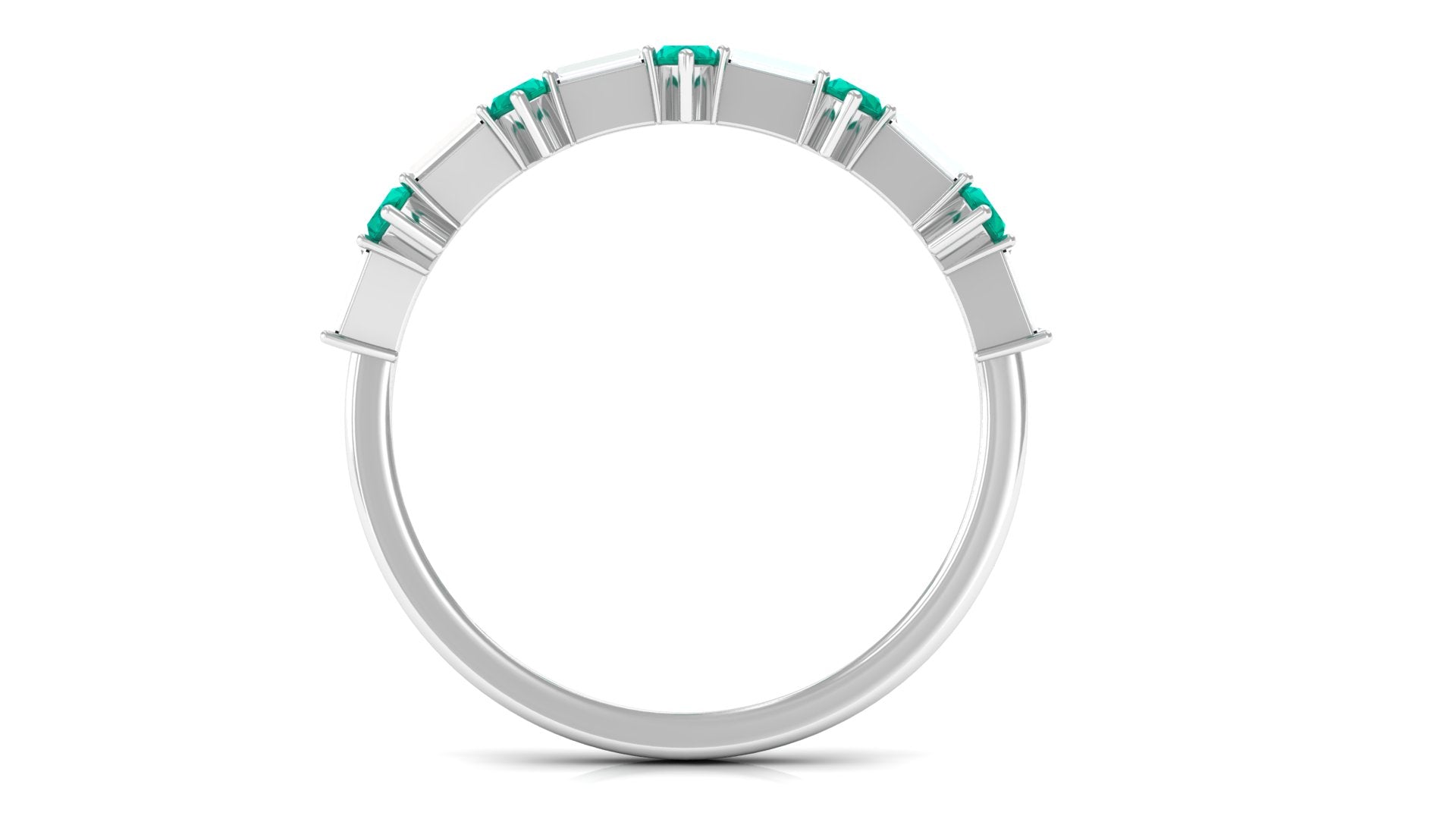 1 CT Emerald and Diamond Alternate Half Eternity Ring Emerald - ( AAA ) - Quality - Rosec Jewels
