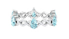 Aquamarine and Diamond Full Eternity Ring with Crossover Shank Aquamarine - ( AAA ) - Quality - Rosec Jewels