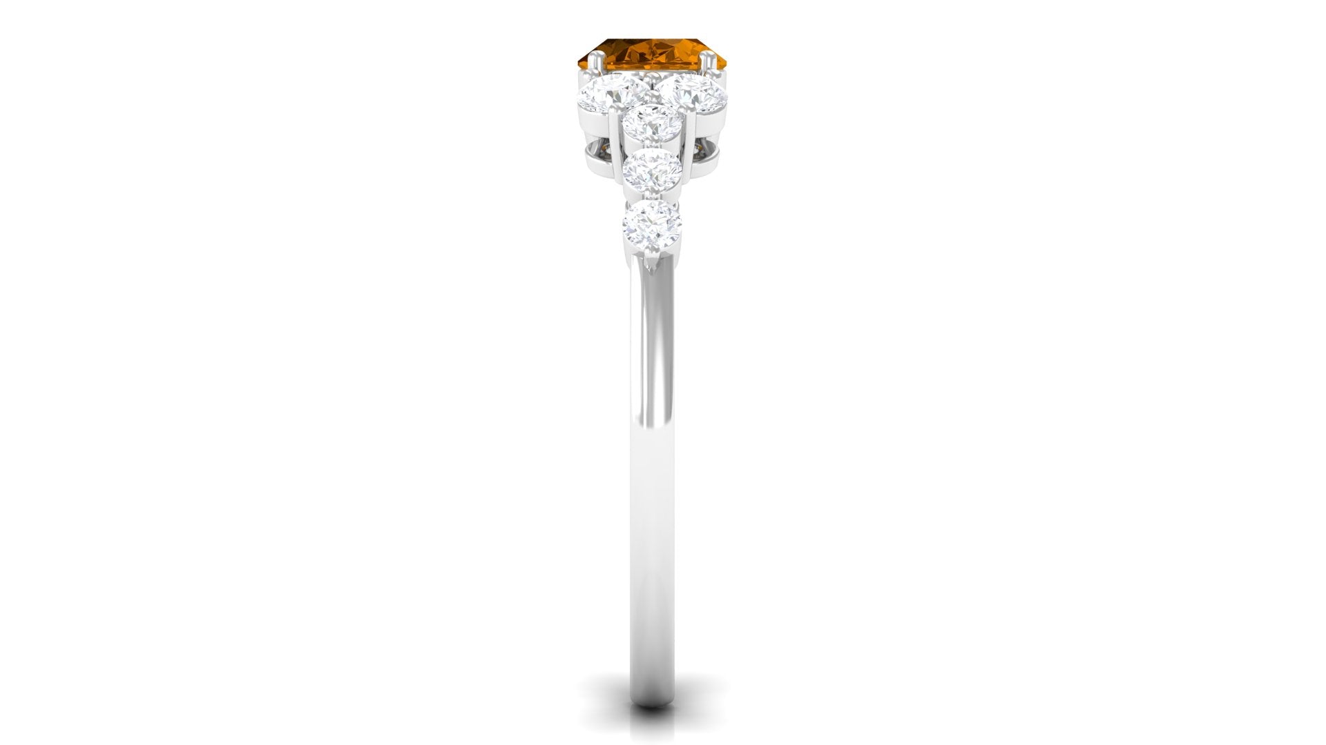 1.50 CT Oval Cut Citrine Solitaire East West Ring with Diamond Citrine - ( AAA ) - Quality - Rosec Jewels