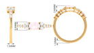Rose Quartz Solitaire East West Ring with Diamond Side Stones Rose Quartz - ( AAA ) - Quality - Rosec Jewels