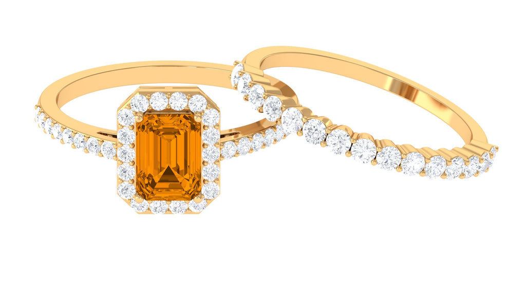 2.75 CT Natural Citrine and Moissanite Ring Set in Gold Citrine - ( AAA ) - Quality - Rosec Jewels