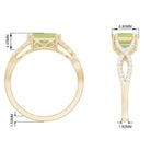 2 CT Emerald Cut Peridot East West Engagement Ring with Diamond Peridot - ( AAA ) - Quality - Rosec Jewels