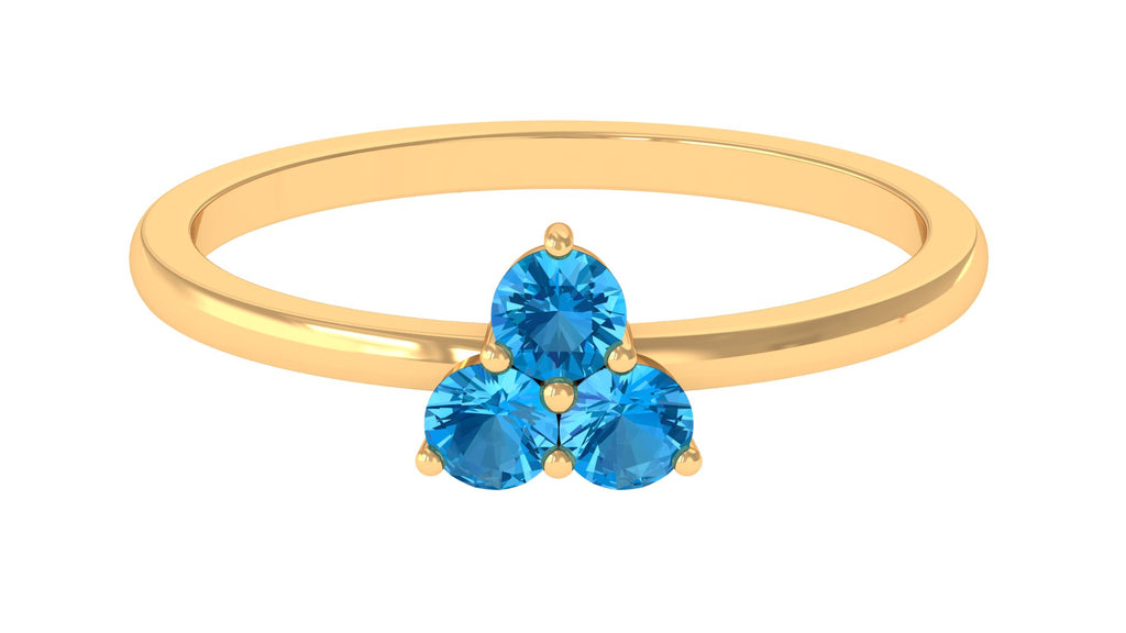 0.50 CT Swiss Blue Topaz Three Stone Promise Ring in Gold Swiss Blue Topaz - ( AAA ) - Quality - Rosec Jewels