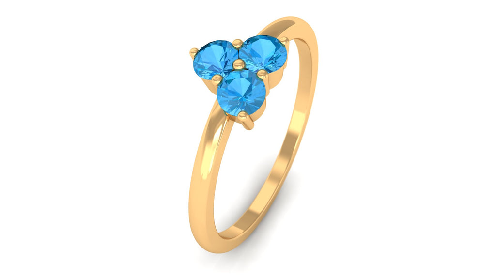 0.50 CT Swiss Blue Topaz Three Stone Promise Ring in Gold Swiss Blue Topaz - ( AAA ) - Quality - Rosec Jewels