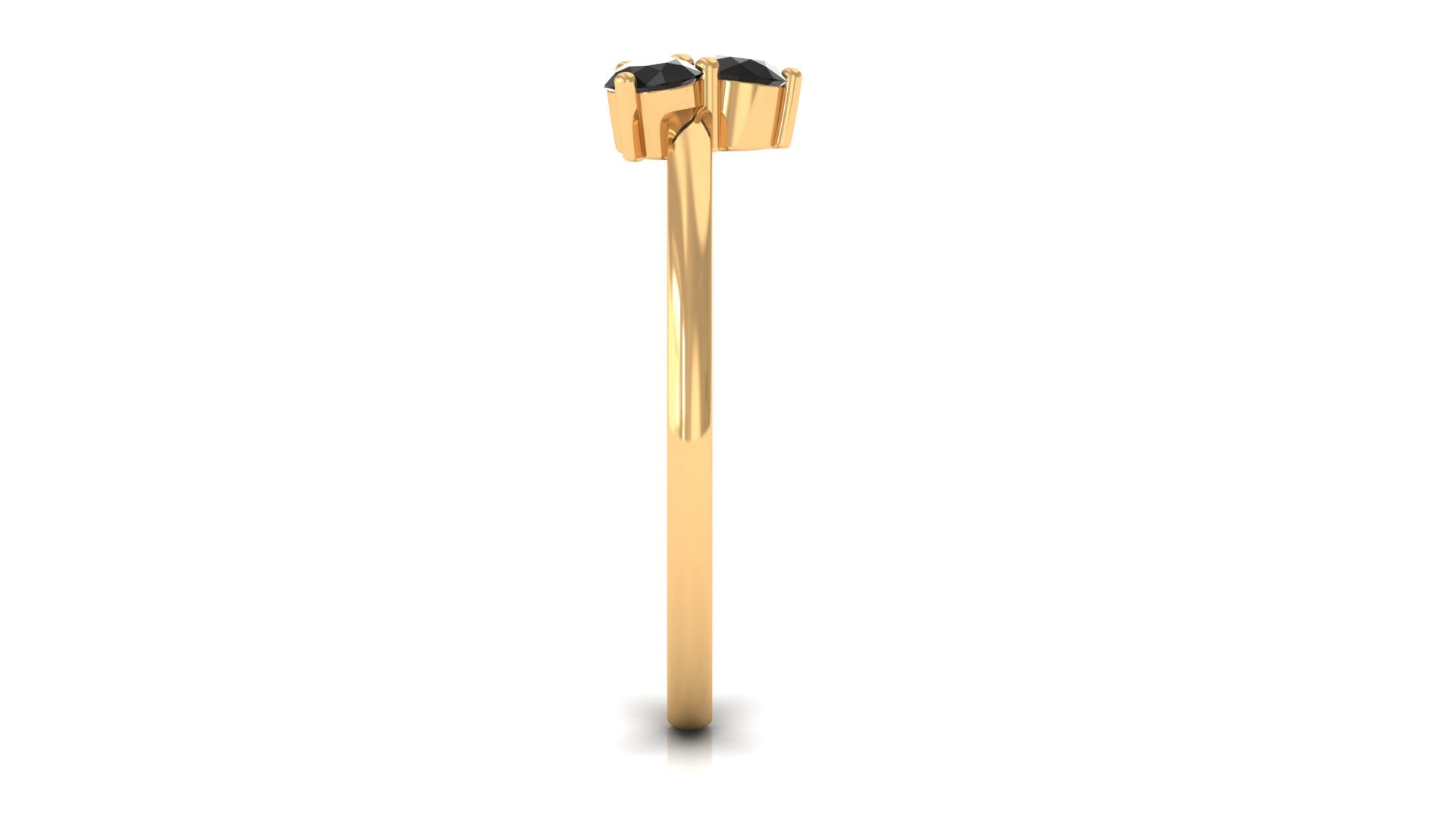 1/4 Carat Three Stone Black Onyx Promise Ring in Gold Black Onyx - ( AAA ) - Quality - Rosec Jewels