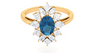 2.25 CT London Blue Topaz and Moissanite Flower Cocktail Ring London Blue Topaz - ( AAA ) - Quality - Rosec Jewels
