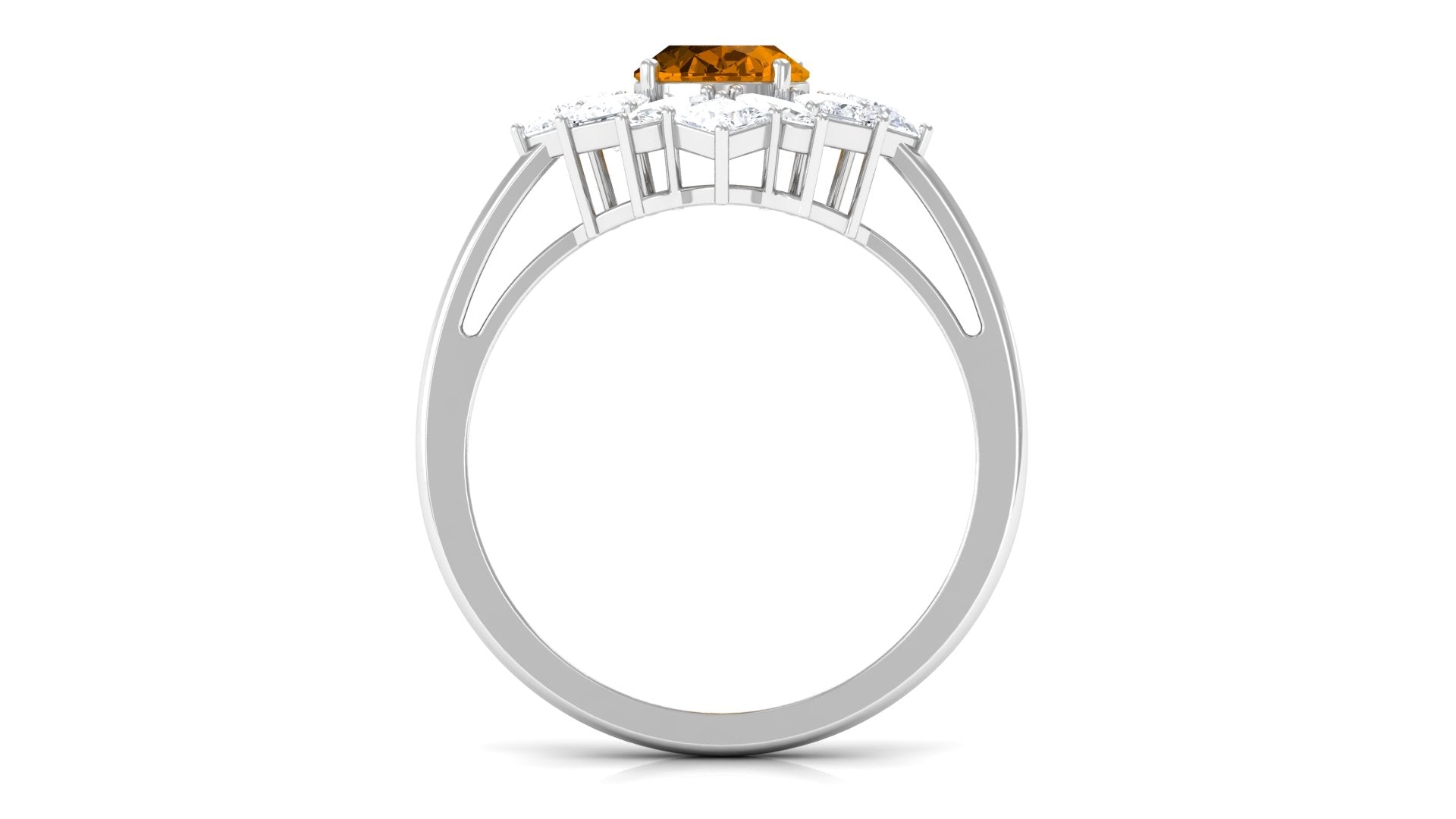 2.25 CT Oval Cut Citrine Cocktail Ring with Moissanite Stones Citrine - ( AAA ) - Quality - Rosec Jewels