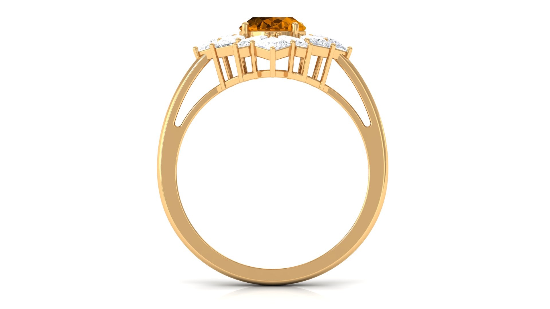 2.25 CT Oval Cut Citrine Cocktail Ring with Moissanite Stones Citrine - ( AAA ) - Quality - Rosec Jewels