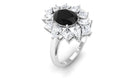 2.25 CT Oval Black Spinel Cocktail Ring with Moissanite Black Spinel - ( AAA ) - Quality - Rosec Jewels