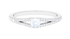 3/4 CT Minimal Moonstone and Diamond Split Shank Promise Ring Moonstone - ( AAA ) - Quality - Rosec Jewels