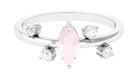 Marquise Cut Rose Quartz Scatter Ring with Diamond Stones Rose Quartz - ( AAA ) - Quality - Rosec Jewels