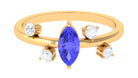 1 CT Marquise Tanzanite Minimal Solitaire Ring with Scatter Diamond Tanzanite - ( AAA ) - Quality - Rosec Jewels