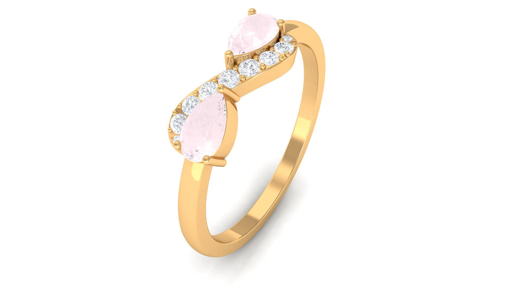 0.50 CT Rose Quartz Infinity Promise Ring with Diamond Stones Rose Quartz - ( AAA ) - Quality - Rosec Jewels