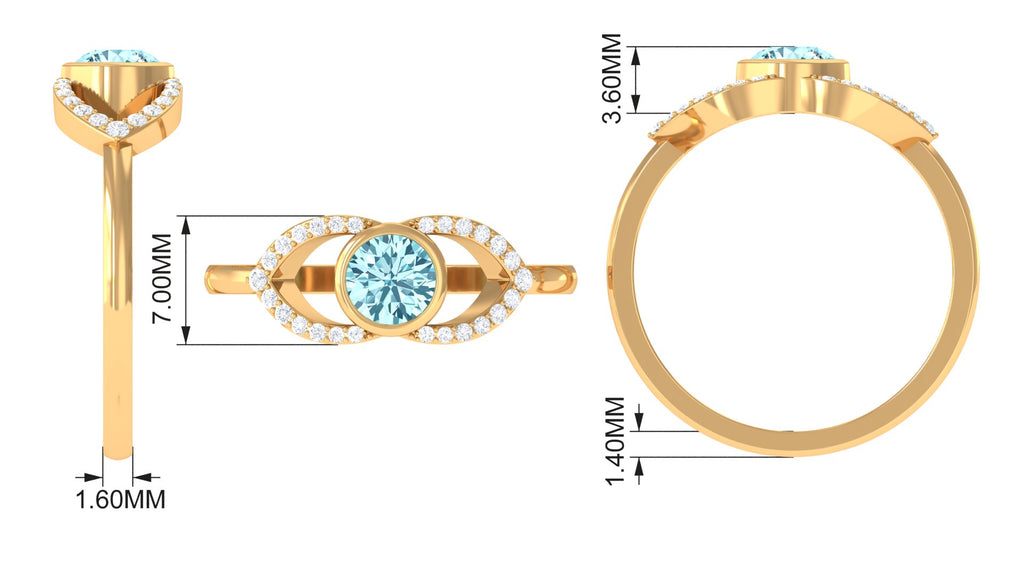 3/4 Ct Aquamarine and Diamond Split Shank Engagement Ring Aquamarine - ( AAA ) - Quality - Rosec Jewels