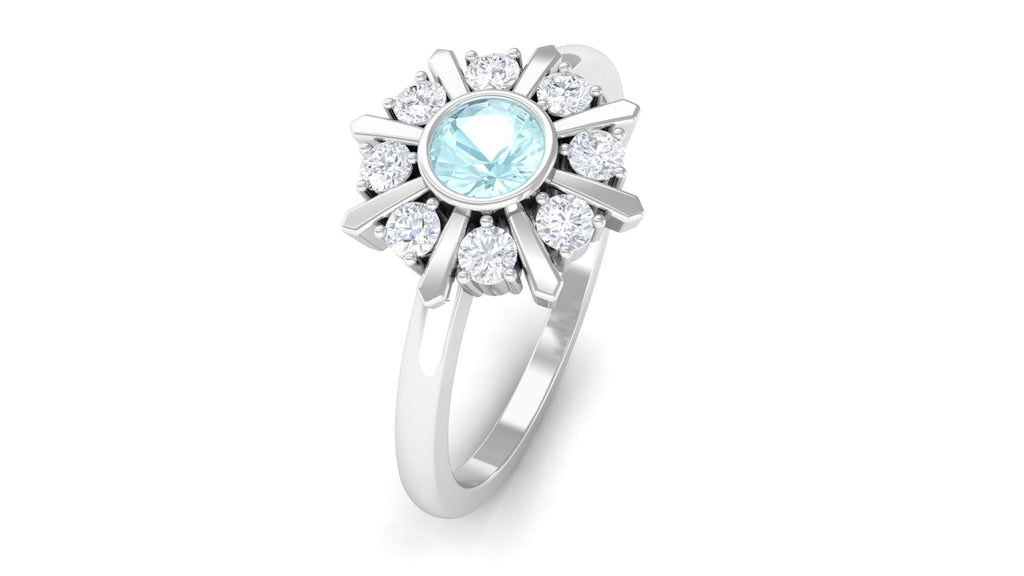 3/4 CT Sky Blue Topaz and Diamond Statement Ring Sky Blue Topaz - ( AAA ) - Quality - Rosec Jewels