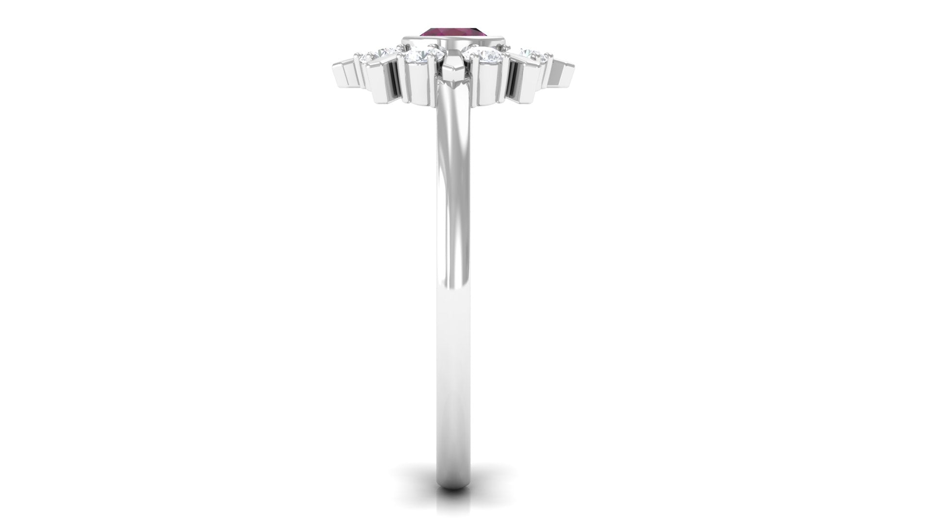 0.75 CT Real Rhodolite Statement Ring with Diamond Stones Rhodolite - ( AAA ) - Quality - Rosec Jewels