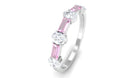 1.25 CT Natural Pink Tourmaline Semi Eternity Ring with Moissanite Pink Tourmaline - ( AAA ) - Quality - Rosec Jewels