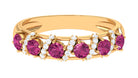 Designer Anniversary Ring with Pink Tourmaline and Diamond Pink Tourmaline - ( AAA ) - Quality - Rosec Jewels