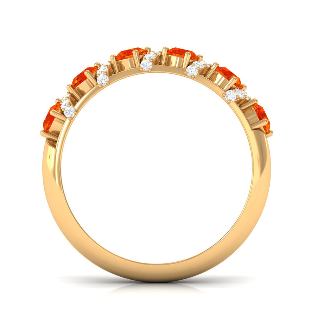 1 CT Orange Sapphire Designer Anniversary Band with Diamond Orange Sapphire - ( AAA ) - Quality - Rosec Jewels