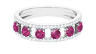 Pink Tourmaline Anniversary Ring with Diamond Pink Tourmaline - ( AAA ) - Quality - Rosec Jewels