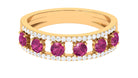 Pink Tourmaline Anniversary Ring with Diamond Pink Tourmaline - ( AAA ) - Quality - Rosec Jewels