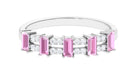 Natural Pink Tourmaline Wide Half Eternity Ring with Diamond Pink Tourmaline - ( AAA ) - Quality - Rosec Jewels