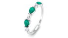 Emerald and Diamond East West Half Eternity Ring Emerald - ( AAA ) - Quality - Rosec Jewels