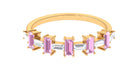Pink Tourmaline and Moissanite East West Half Eternity Ring Pink Tourmaline - ( AAA ) - Quality - Rosec Jewels