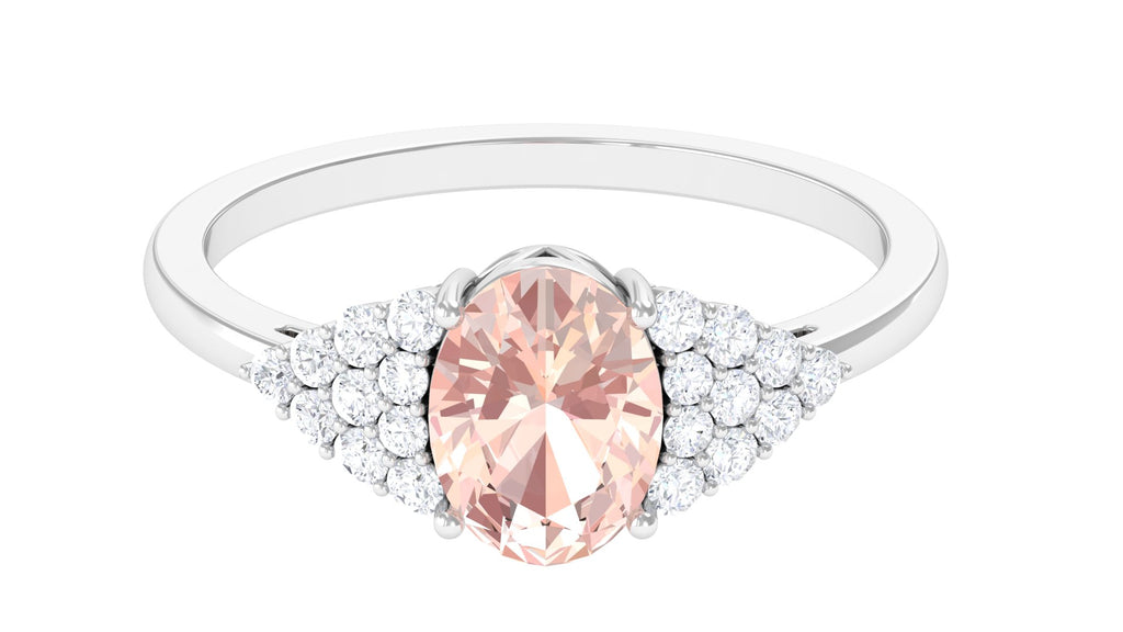 1.50 Ct Solitaire Morganite Oval Engagement Ring with Diamond Morganite - ( AAA ) - Quality - Rosec Jewels