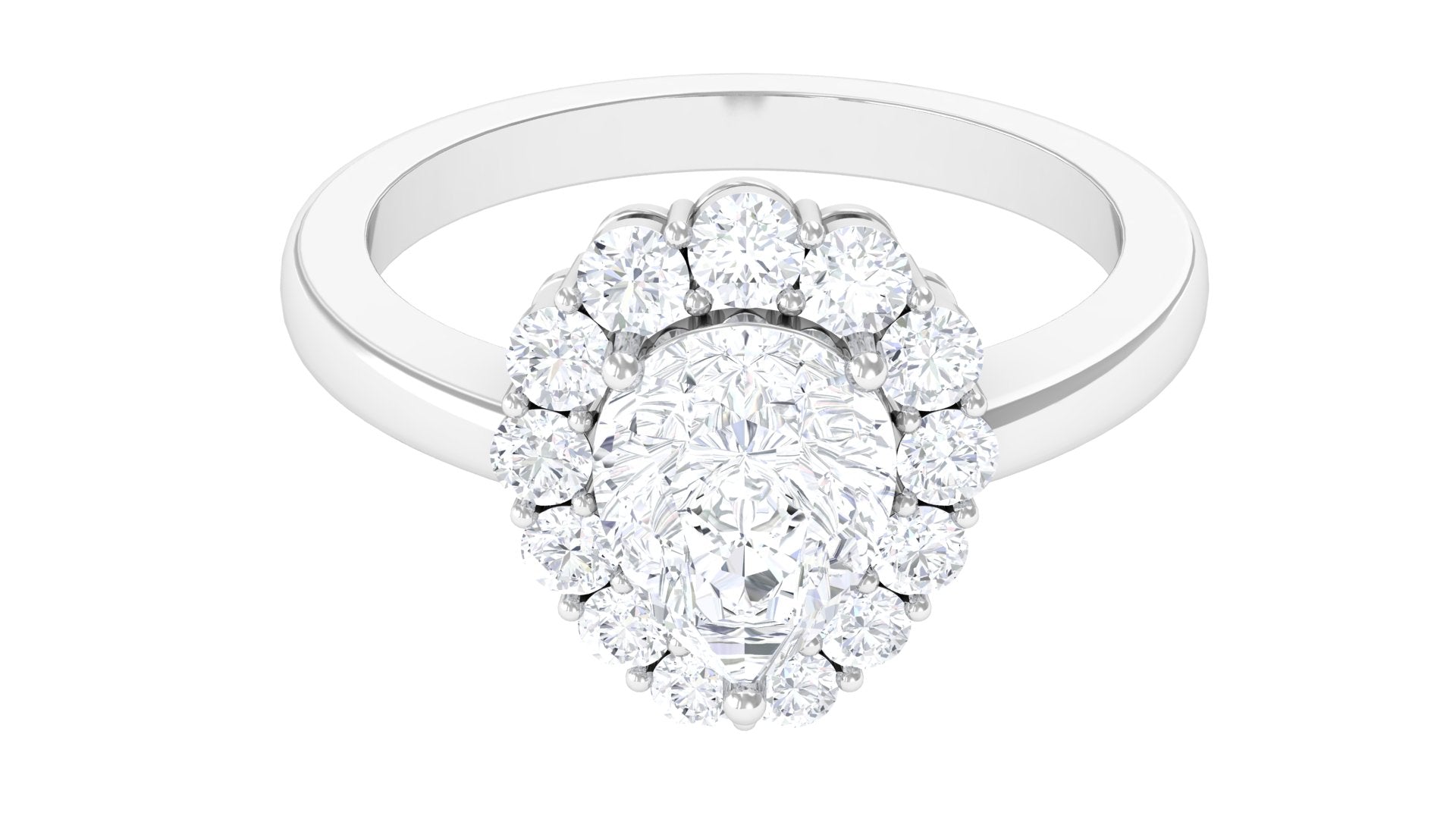 2.50 CT Moissanite Teardrop Engagement Ring with Halo Moissanite - ( D-VS1 ) - Color and Clarity - Rosec Jewels