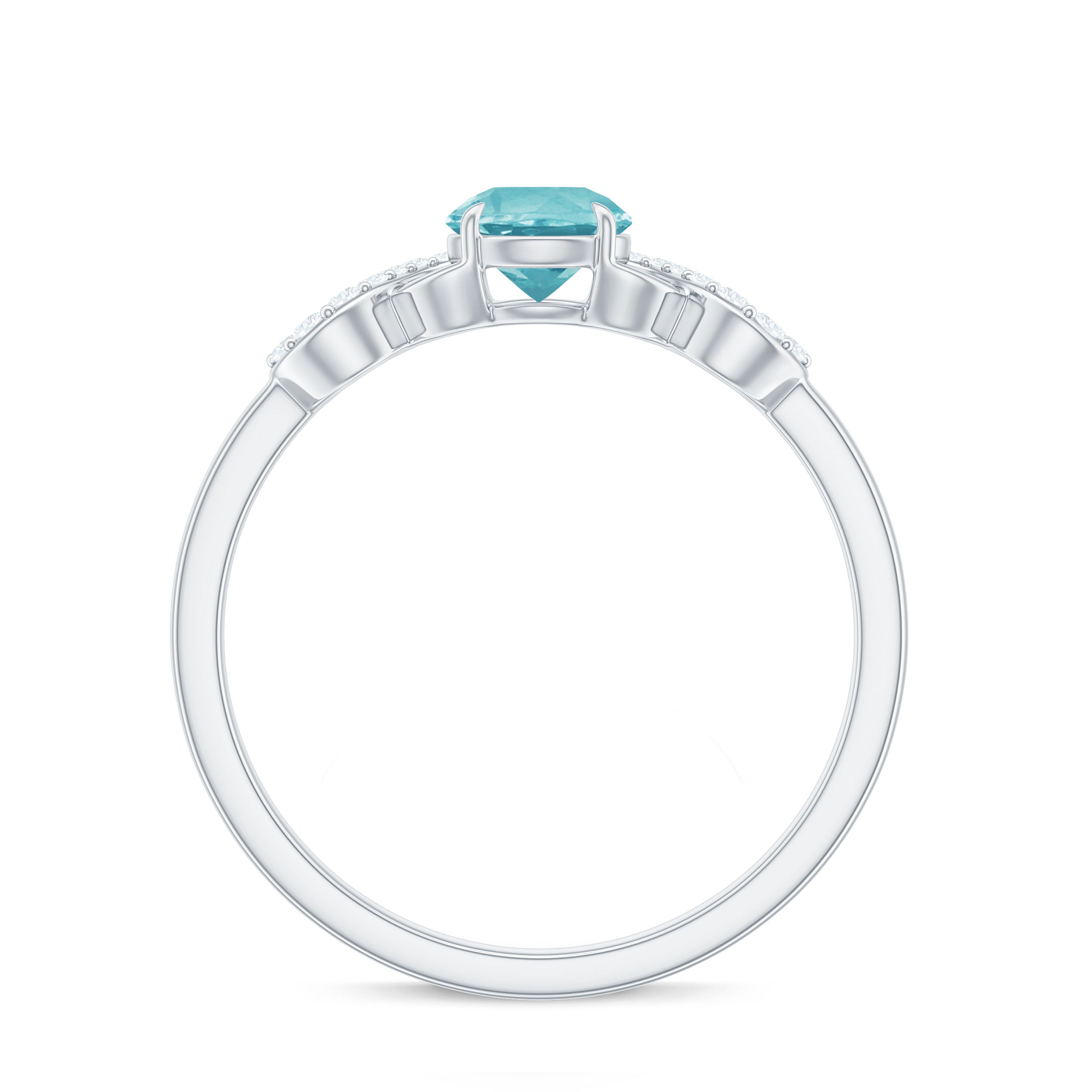 Round Sky Blue Topaz Solitaire Ring with Infinity Diamond Sky Blue Topaz - ( AAA ) - Quality - Rosec Jewels