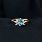1 CT Marquise Cut Swiss Blue Topaz Promise Ring with Moissanite Swiss Blue Topaz - ( AAA ) - Quality - Rosec Jewels