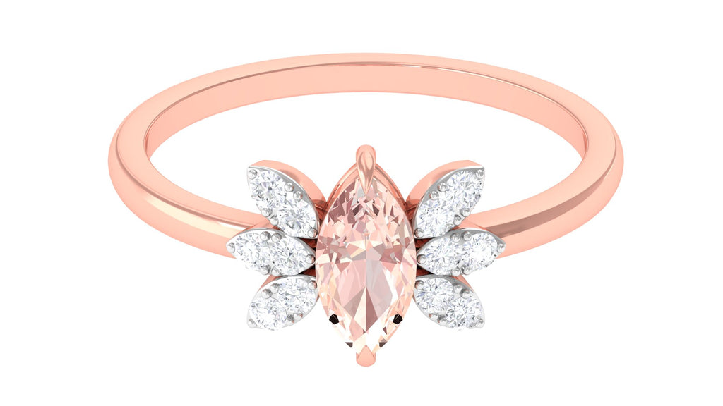 1 Ct Marquise Morganite and Diamond Engagement Ring Morganite - ( AAA ) - Quality - Rosec Jewels