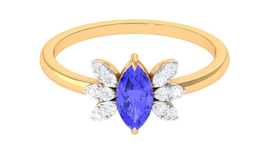 1 CT Marquise Cut Tanzanite and Diamond Promise Ring Tanzanite - ( AAA ) - Quality - Rosec Jewels