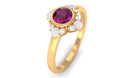 0.75 CT Real Rhodolite Flower Engagement Ring with Diamond Rhodolite - ( AAA ) - Quality - Rosec Jewels