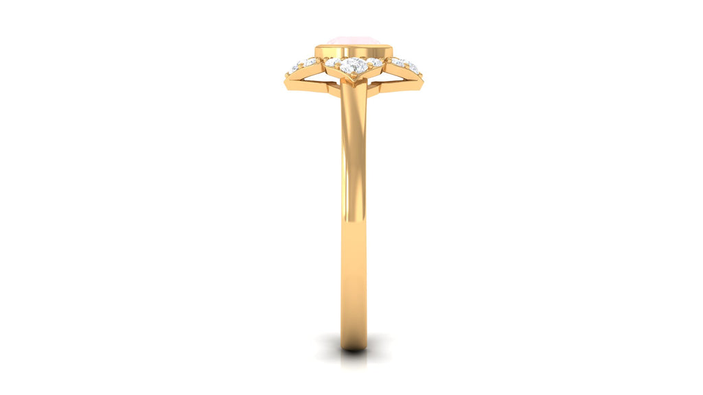0.50 CT Elegant Rose Quartz Engagement Ring with Diamond Rose Quartz - ( AAA ) - Quality - Rosec Jewels