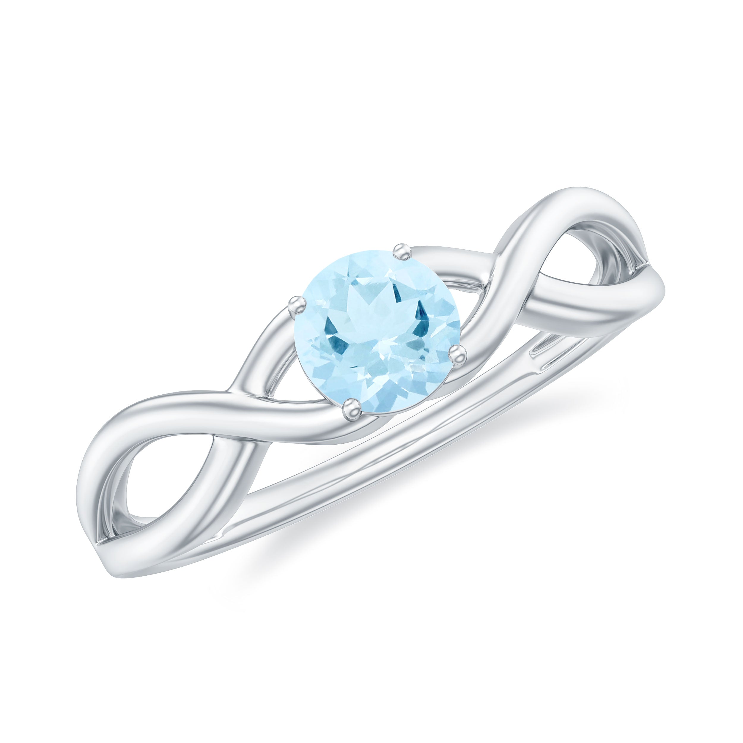 0.25 CT Solitaire Aquamarine Crossover Engagement Ring Aquamarine - ( AAA ) - Quality - Rosec Jewels