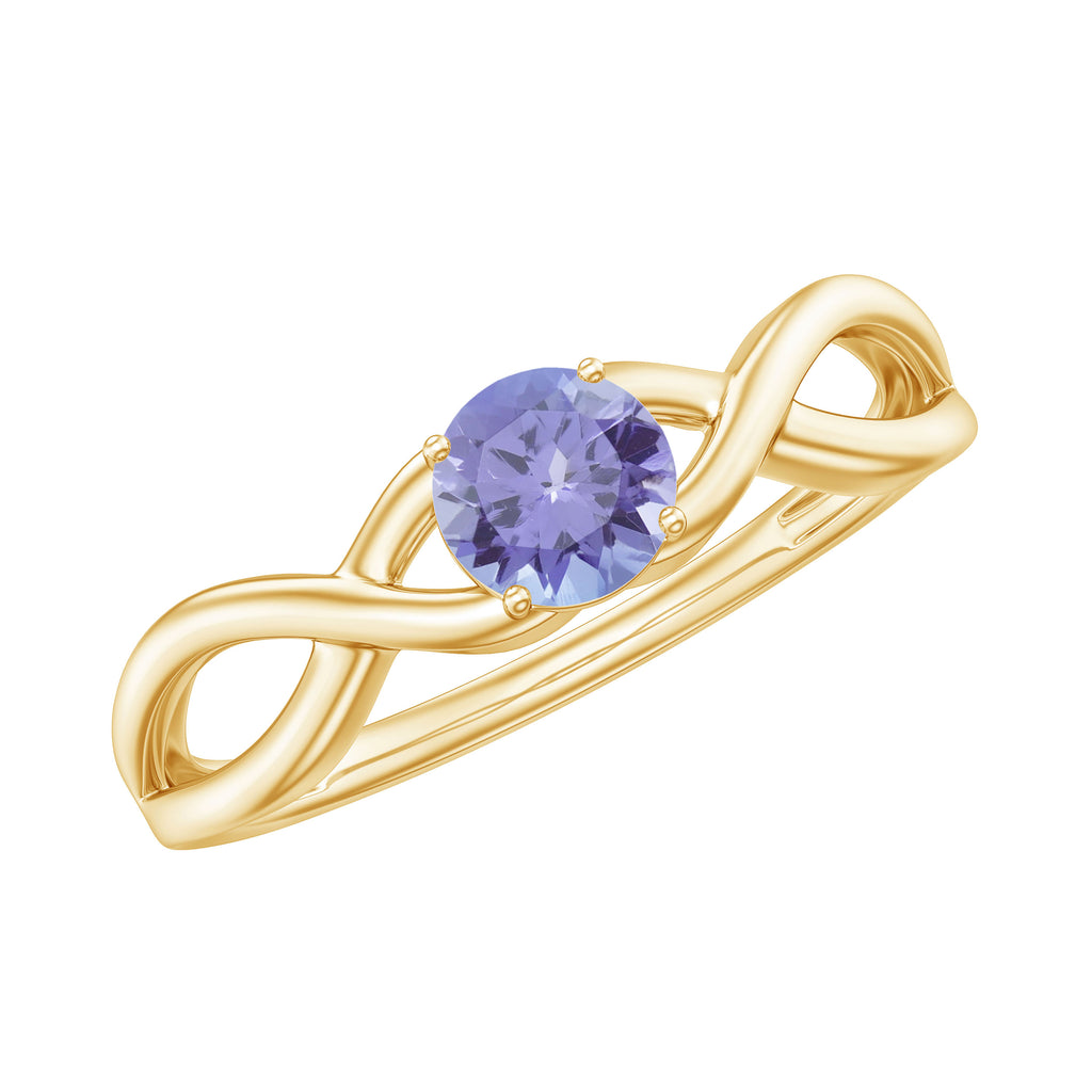 1/2 CT Certified Tanzanite Solitaire Crossover Ring in Gold Tanzanite - ( AAA ) - Quality - Rosec Jewels