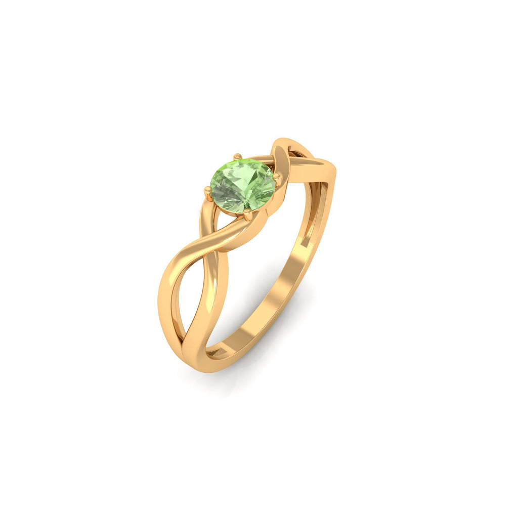 0.50 CT Round Cut Green Sapphire Solitaire Ring in Gold Green Sapphire - ( AAA ) - Quality - Rosec Jewels