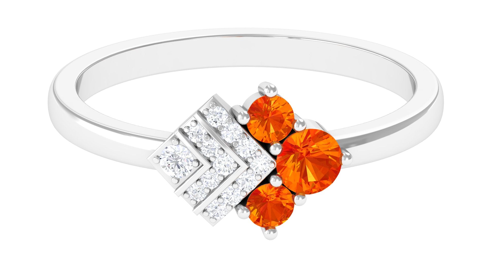 1/2 CT Orange Sapphire Art Deco Engagement Ring with Diamond Orange Sapphire - ( AAA ) - Quality - Rosec Jewels