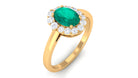 1.25 CT Oval Emerald and Diamond Halo Engagement Ring Emerald - ( AAA ) - Quality - Rosec Jewels