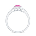 Classic Pink Tourmaline Teardrop Engagement Ring with Diamond Pink Tourmaline - ( AAA ) - Quality - Rosec Jewels
