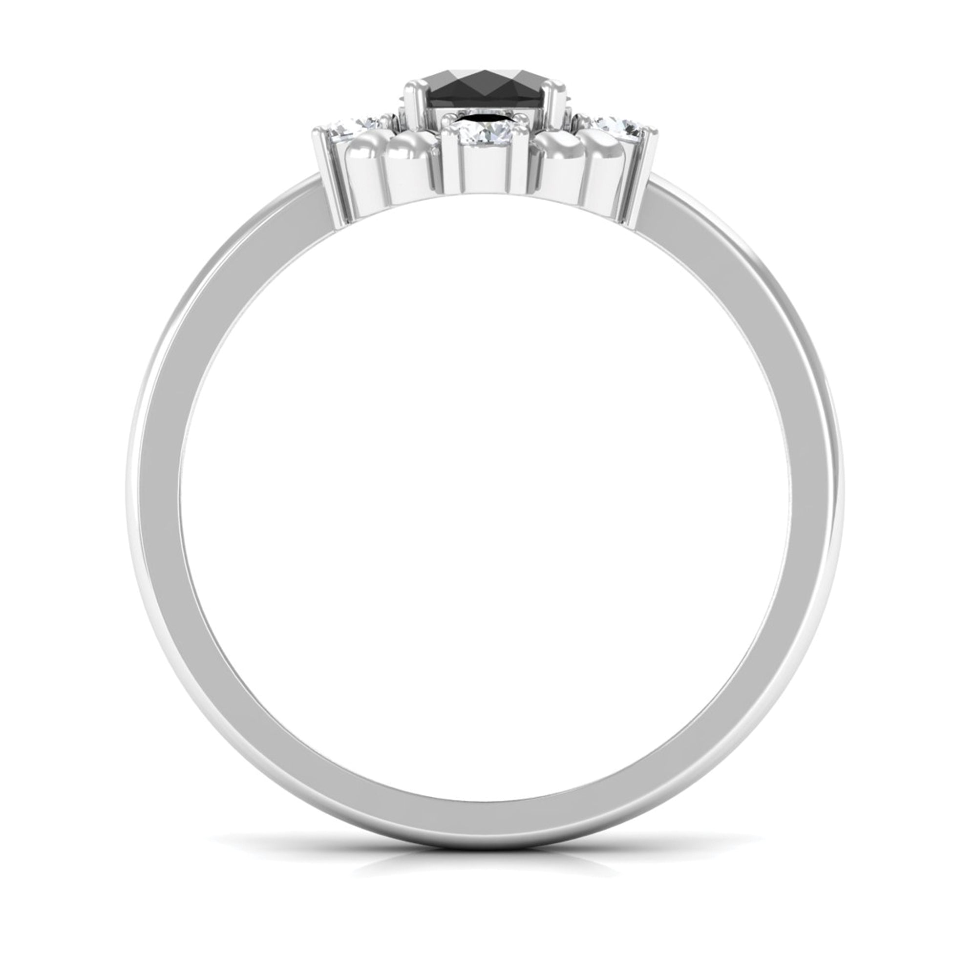 Created Black Diamond Cocktail Engagement Ring Lab Created Black Diamond - ( AAAA ) - Quality - Rosec Jewels