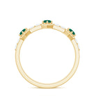 Minimal Half Eternity Ring with Emerald and Diamond Emerald - ( AAA ) - Quality - Rosec Jewels
