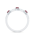 Natural Ruby and Diamond Minimal Half Eternity Ring Ruby - ( AAA ) - Quality - Rosec Jewels
